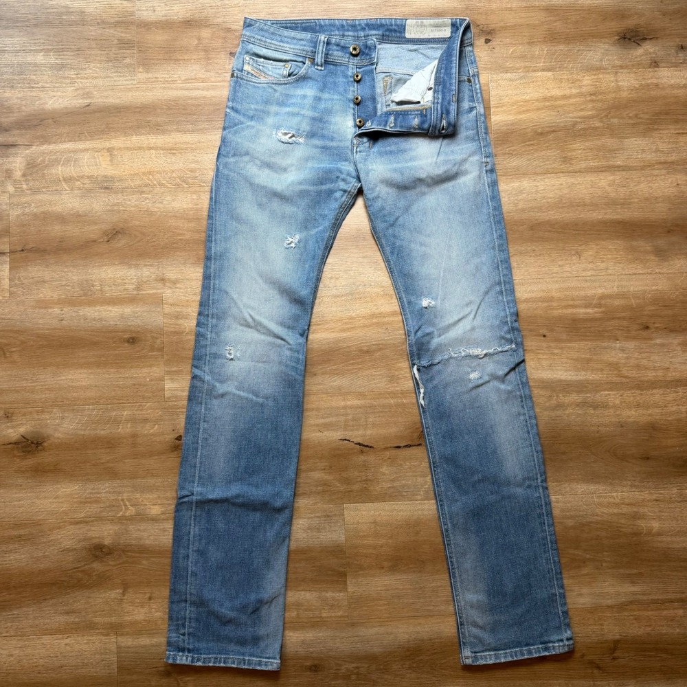 Diesel Safado-R Jeans Men 29x32 Light Wash Slim Straight Distressed Denim R60F8